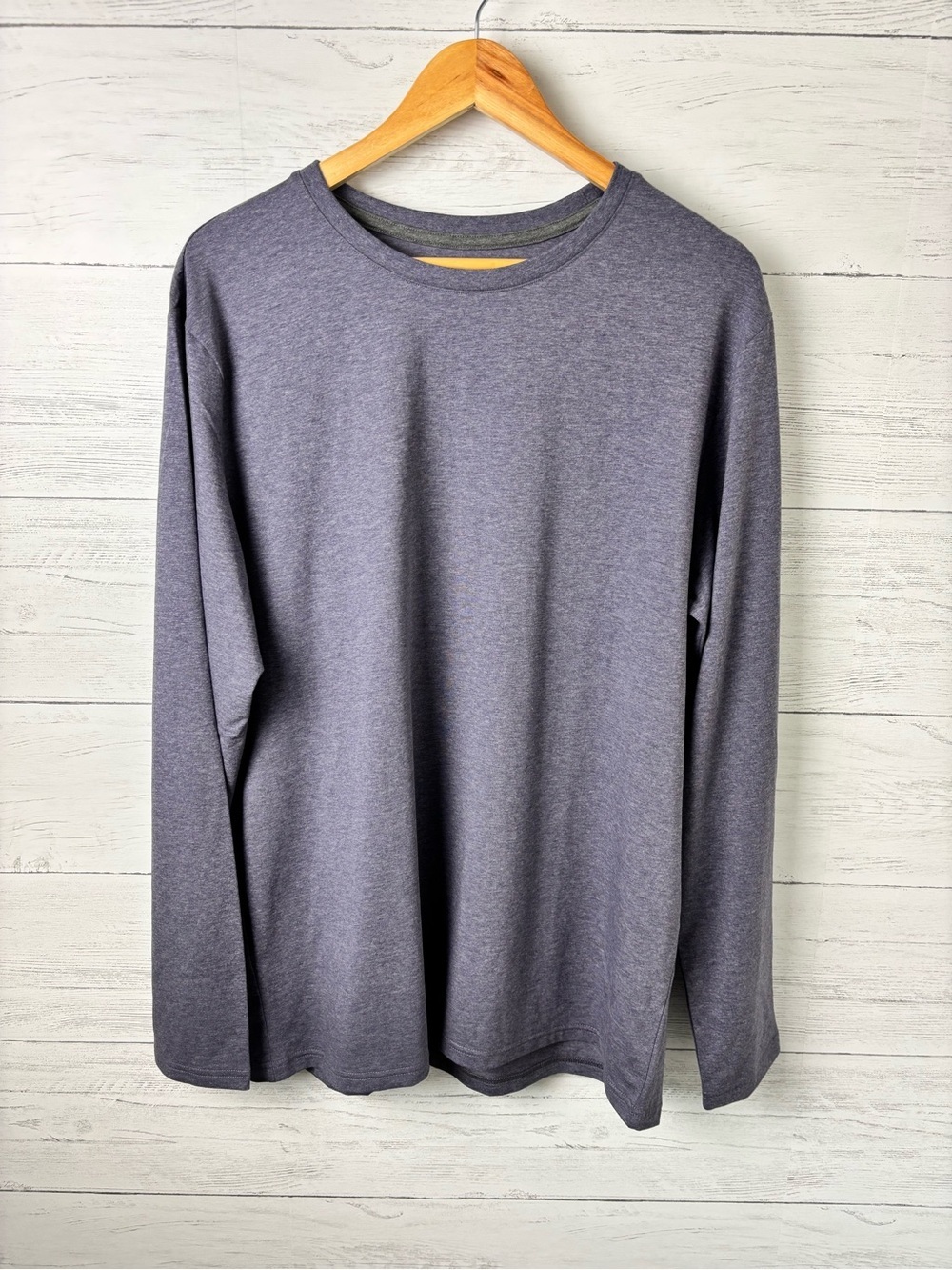 Denver Hayes Modern Fit Long Sleeve Crewneck Tee Heather Blue XL